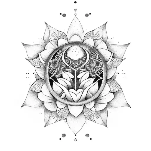Moon Flower With Cancer Symbol