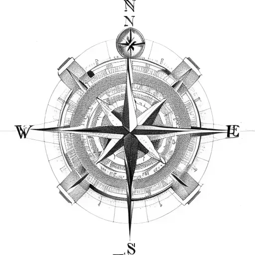 A Compass Integrated Into A Blueprint Of A Bridge