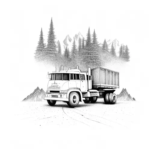 A Powerful Truck Driving Through A Scenic Mountain Road