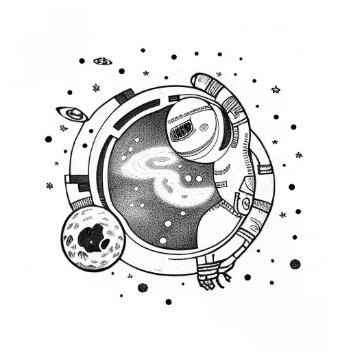 Astronaut Surrounded By Planets