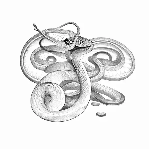 Snake Wrapped Around A Honeydew Melon