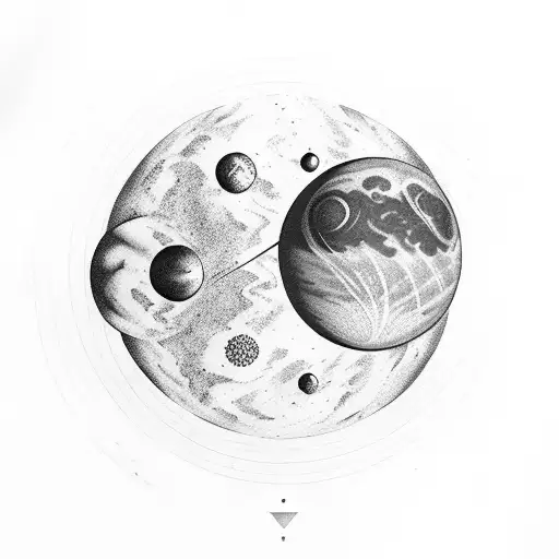 Saturn Planet With Moon Constelation