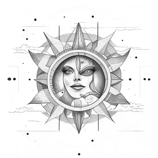 Libra Scale With Sun And Moon