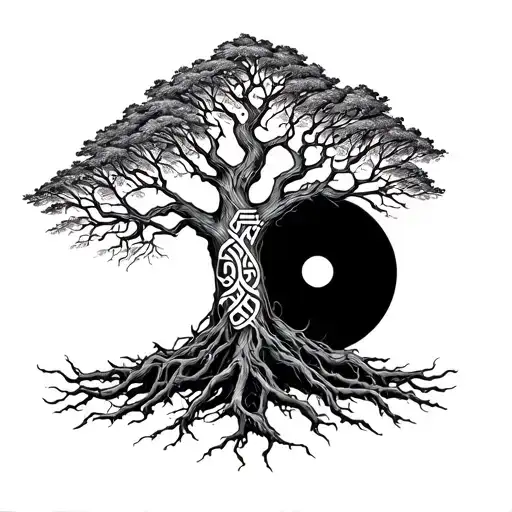 Yggdrasil Tree With Family North Rune