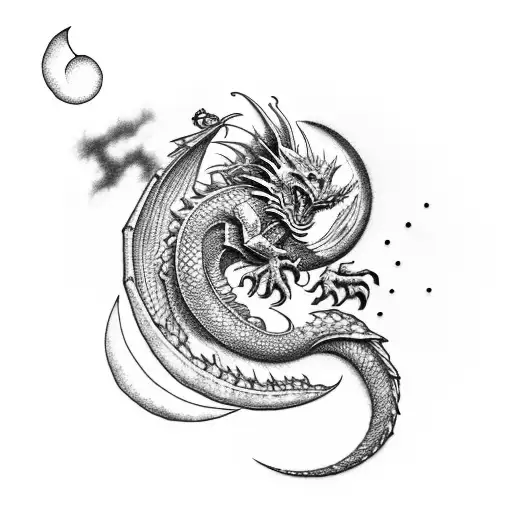 Dragon With A Moon For The Spine