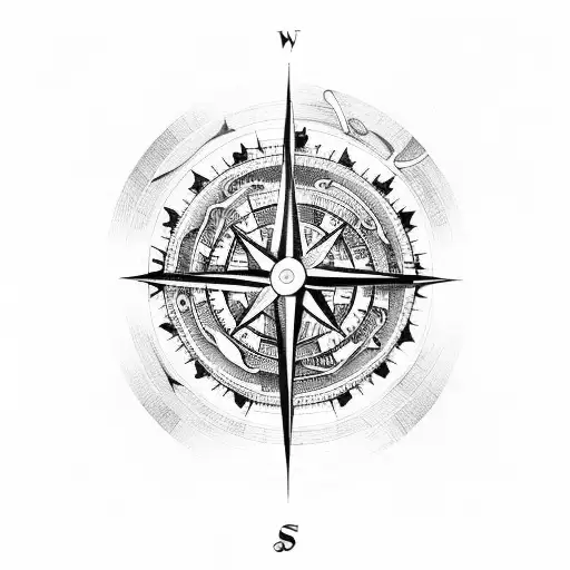 A Compass With Musical Notes As The Directional Indicators