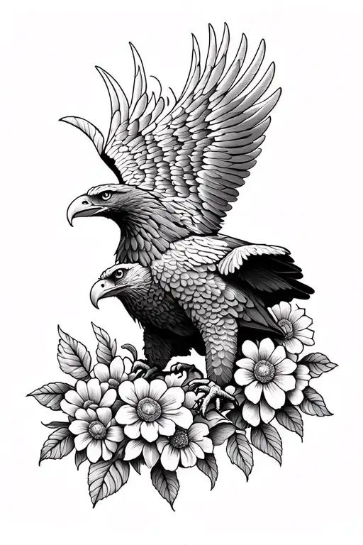 Eagle With Flowers In Wings