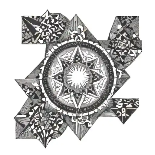 Geomtric Pieces Sun Sign In Side Triagles