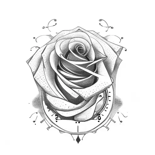 Playing Cards With Roses And A Clock