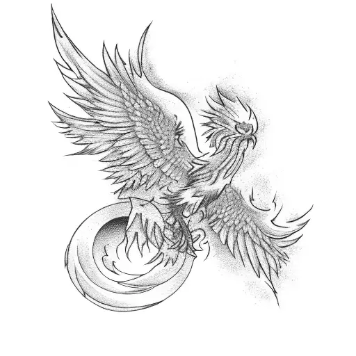 Phoenix With Flames In The Background