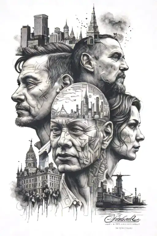 A Collage Of Family Portraits With City Landmarks In The Background