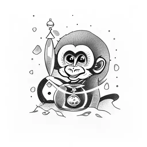A Timekeeper Monkey Holding An Hourglass On A Beach