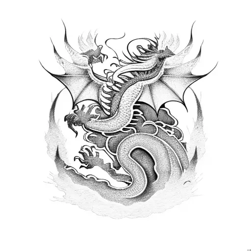 Dragon Silhouette In Freedom's Sky