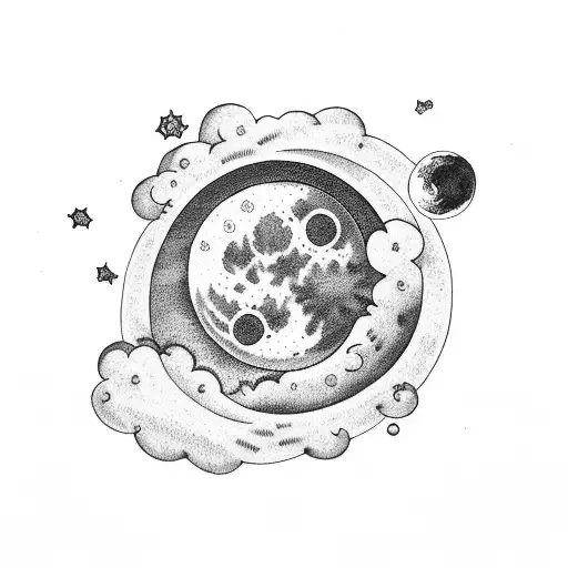 Moon Being Covered By Clouds Tattoo