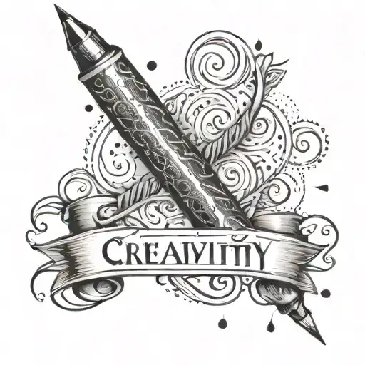 Tattoo Of A Quote About Creativity With A Stylized Pen And Ink Design