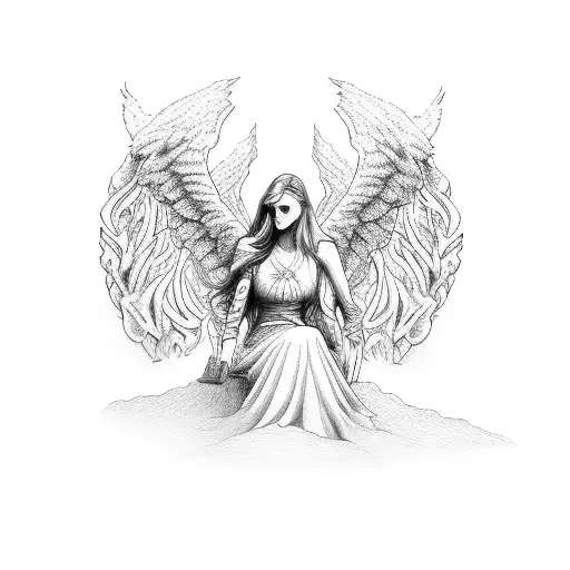 Angel On Mountain Of Skulls