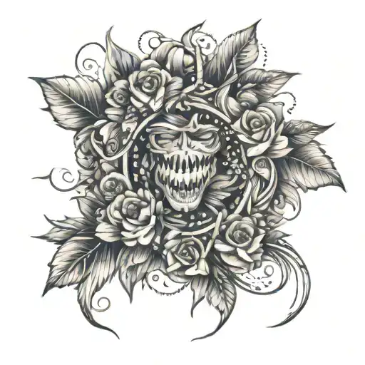 A Floral Wreath With Hidden Dental Tools Woven Into The Design