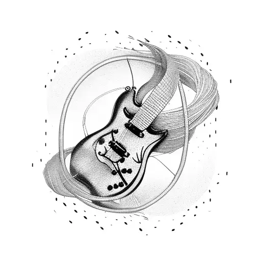 Abstract Design Of A Girl's Silhouette Guitar Strings Intertwined With Computer Cables