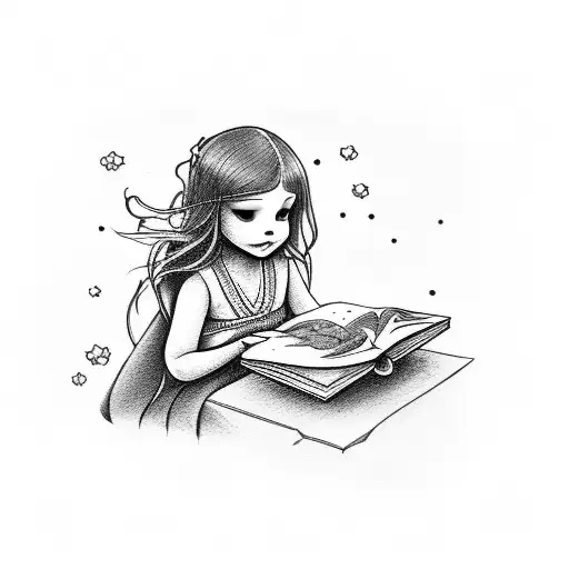 Small Simple Girl Sitting On A Book