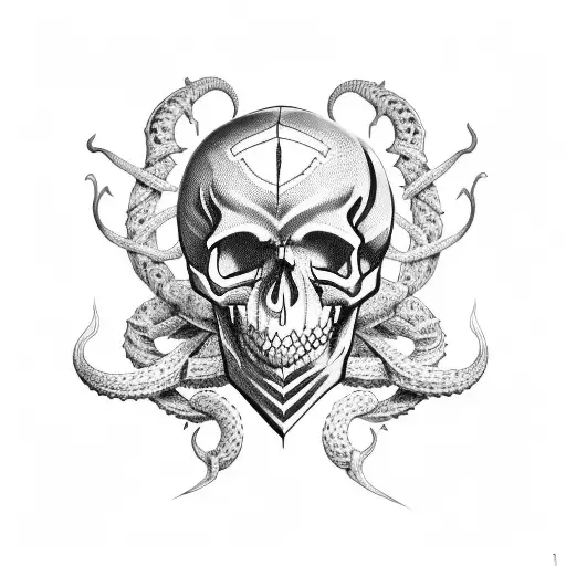 Dagger With A Skull And Snakes Wrapped Around