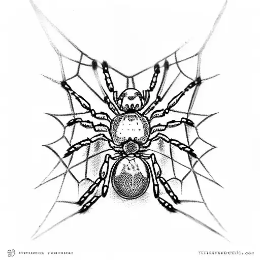 Black Widow Spider Crawling Out Of A Spiderweb