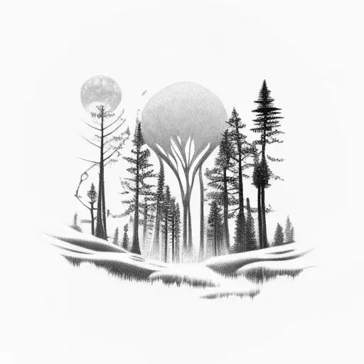 Silhouette Of Forest With 10-7-23 In Roman Numerals