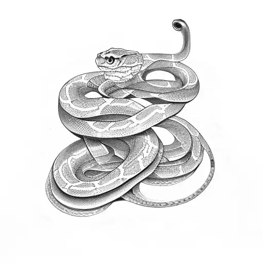 Snake Intertwined With Rose Stem