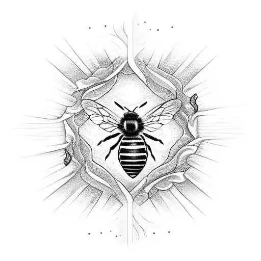 An Altar Of Burning Pillar Candles With A Honey Bee In The Center