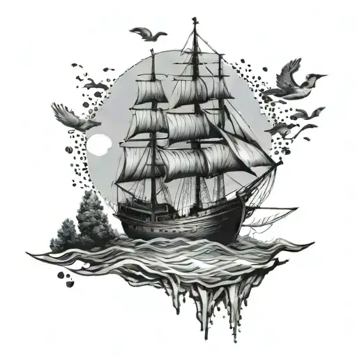 Ship And Bear And Water And Trees