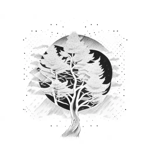 Fire Pine Trees Bird