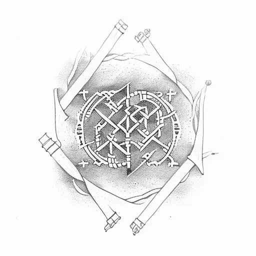 Traditional Chinese Medicine Herbs And Nordic Runes Intertwined