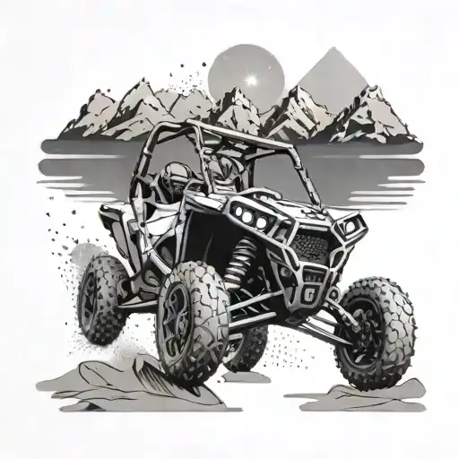 A Futuristic Design Of A Polaris Rzr Exploring A Polar Landscape Under The Polaris Star