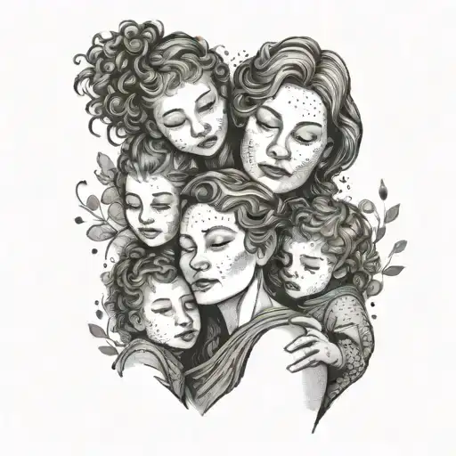 Mother With One Son And Three Girls