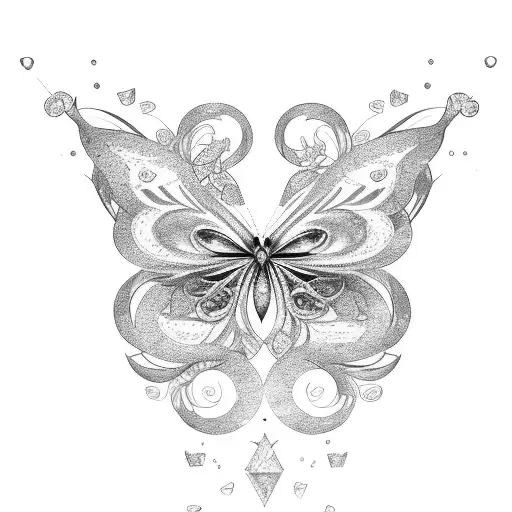 Diamond Butterfly Merging With Rose