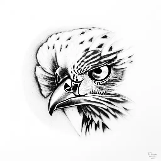 A Falcon With A Dark Red Peony In Its Beak