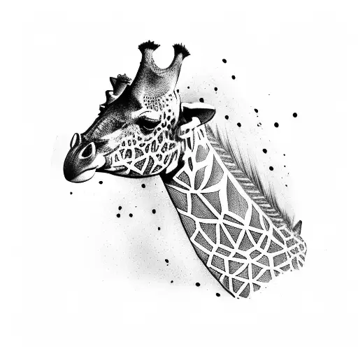 A Bird Sitting On Top Of A Giraffe's Head