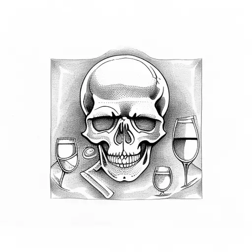 Skeleton Drinking Wine