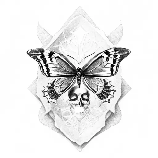 Butterfly With A Skull Coming Out Of Its Bottom Wings