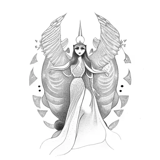 A Surrealistic Representation Of Thea And Her Father As Celestial Beings