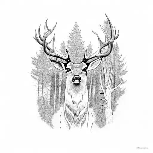 Forest With Deer Shot With Arow Through The Neck