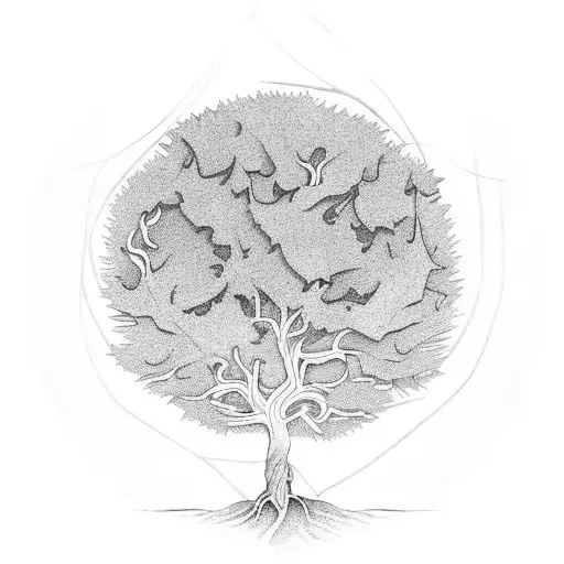 A Leafless Tree Surrounded By A Circle