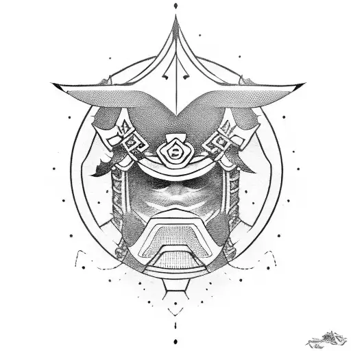 Full Body Samurai In Armor With A Sword