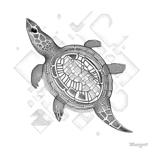 A Small Polynesian Turtle With Dates For Flippers
