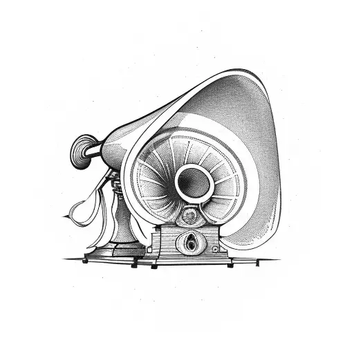 A Vintage Gramophone Emitting Sound Waves That Transform Into Beautiful Lettering