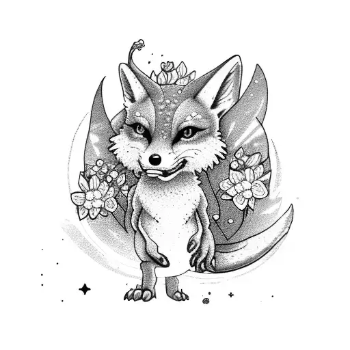 T-rex Fairy Fox With Flowers