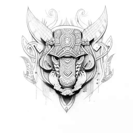 Tribal With Blood On Animal