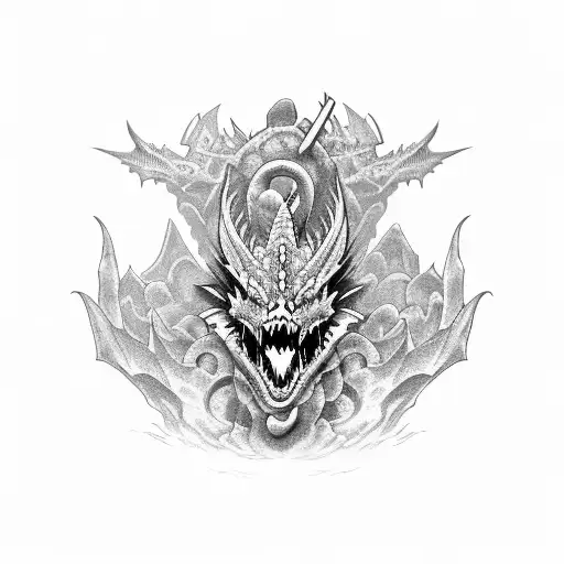 Dragon Caraxes Curled Around A Medieval Castle