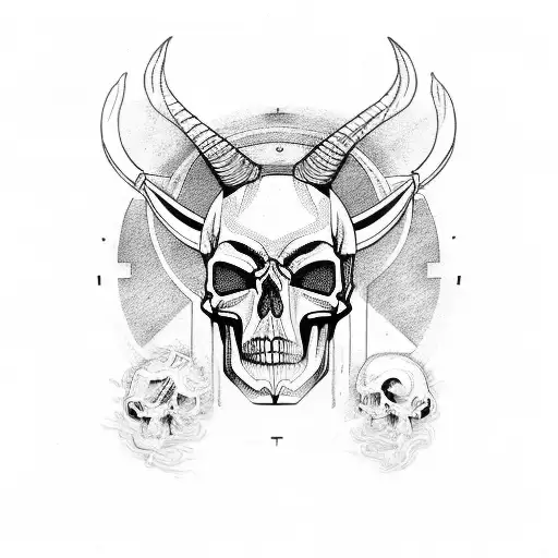 Gemini With Skull Head And Ram's Horn