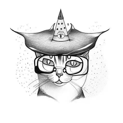 A Cute Cat Wearing A Wizard Hat And Holding A Magic Wand
