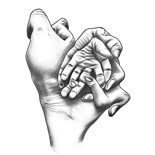 Mother Of A Hand Of A Little Boy And A Little Girl